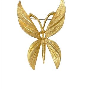 BSK Gold finish fancy large BUTTERFLY brooch
